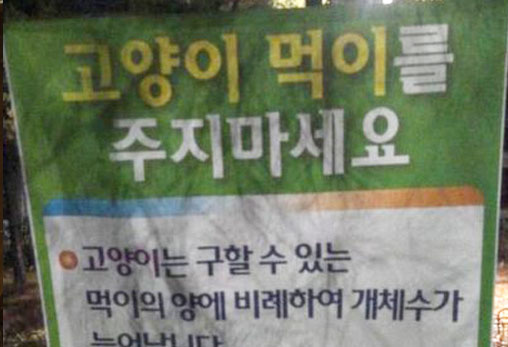 길고양이에 대한 편견을 유발하는 안내문을 발견했을땐?