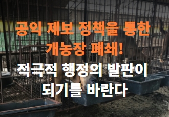 공익 제보 정책을 통한 개농장 폐쇄! 적극적 행정의 발판이 되기를 바란다